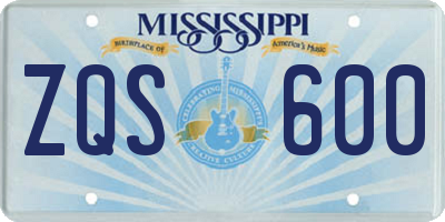 MS license plate ZQS600