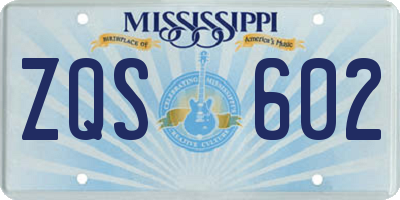 MS license plate ZQS602
