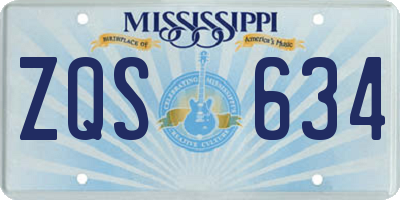 MS license plate ZQS634