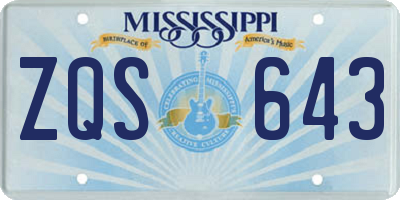 MS license plate ZQS643