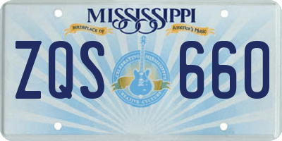 MS license plate ZQS660