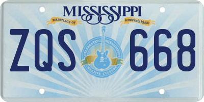 MS license plate ZQS668