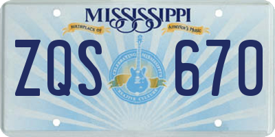 MS license plate ZQS670