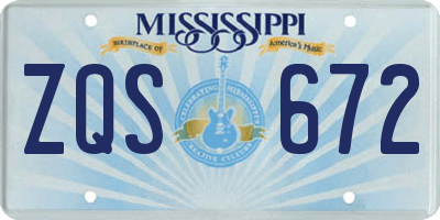 MS license plate ZQS672