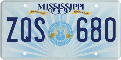 MS license plate ZQS680