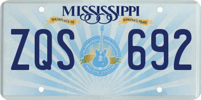 MS license plate ZQS692