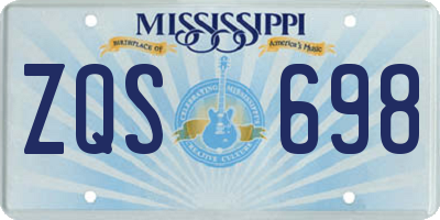 MS license plate ZQS698