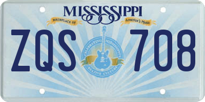 MS license plate ZQS708