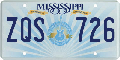 MS license plate ZQS726