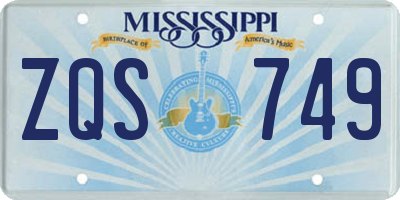 MS license plate ZQS749