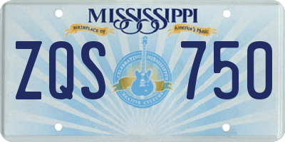 MS license plate ZQS750