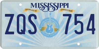 MS license plate ZQS754