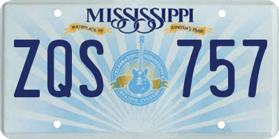 MS license plate ZQS757