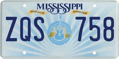 MS license plate ZQS758