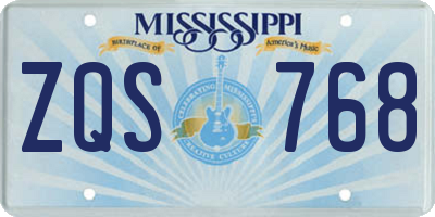MS license plate ZQS768
