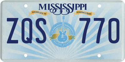 MS license plate ZQS770