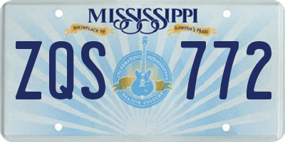 MS license plate ZQS772