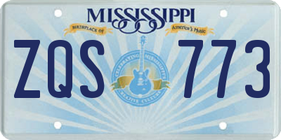 MS license plate ZQS773