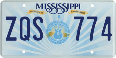 MS license plate ZQS774