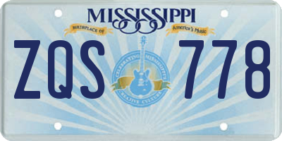 MS license plate ZQS778