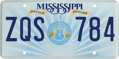 MS license plate ZQS784