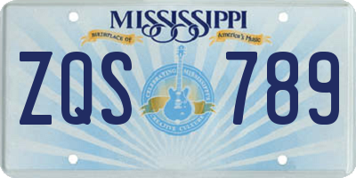 MS license plate ZQS789