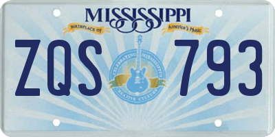 MS license plate ZQS793