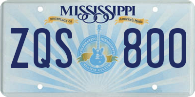 MS license plate ZQS800
