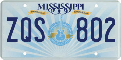 MS license plate ZQS802