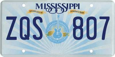 MS license plate ZQS807