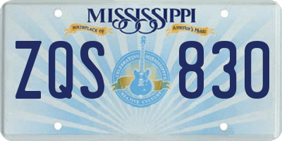 MS license plate ZQS830