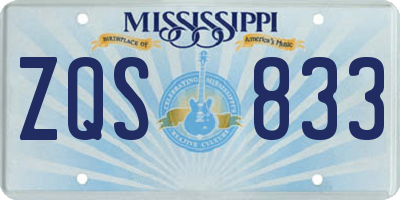 MS license plate ZQS833