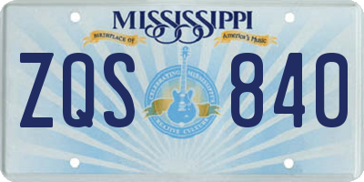 MS license plate ZQS840