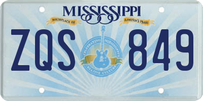 MS license plate ZQS849