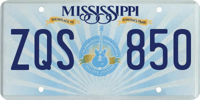 MS license plate ZQS850