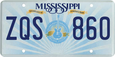 MS license plate ZQS860