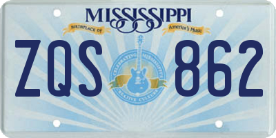 MS license plate ZQS862