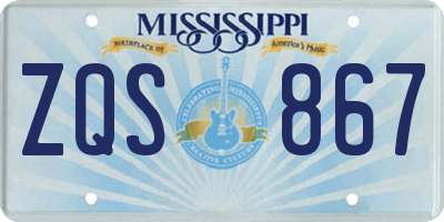 MS license plate ZQS867