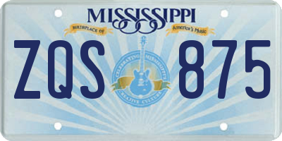 MS license plate ZQS875