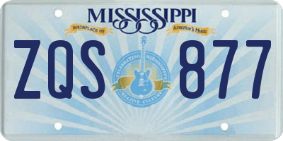 MS license plate ZQS877