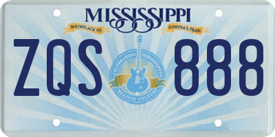 MS license plate ZQS888