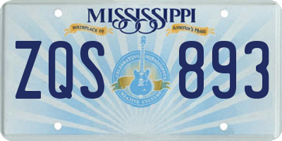 MS license plate ZQS893