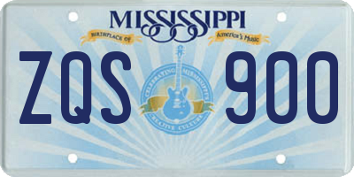 MS license plate ZQS900