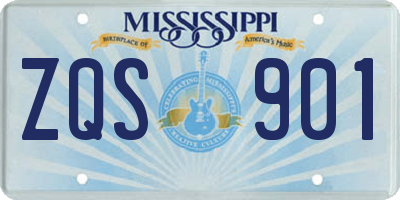 MS license plate ZQS901