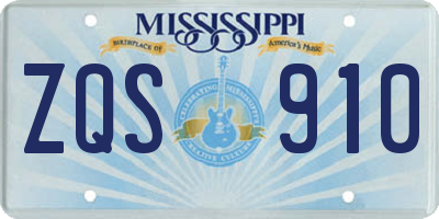 MS license plate ZQS910