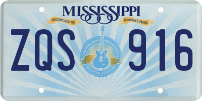 MS license plate ZQS916
