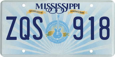 MS license plate ZQS918
