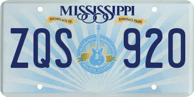 MS license plate ZQS920