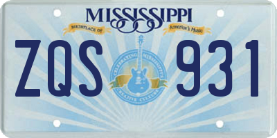 MS license plate ZQS931