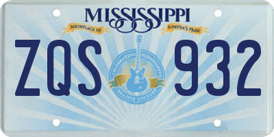 MS license plate ZQS932